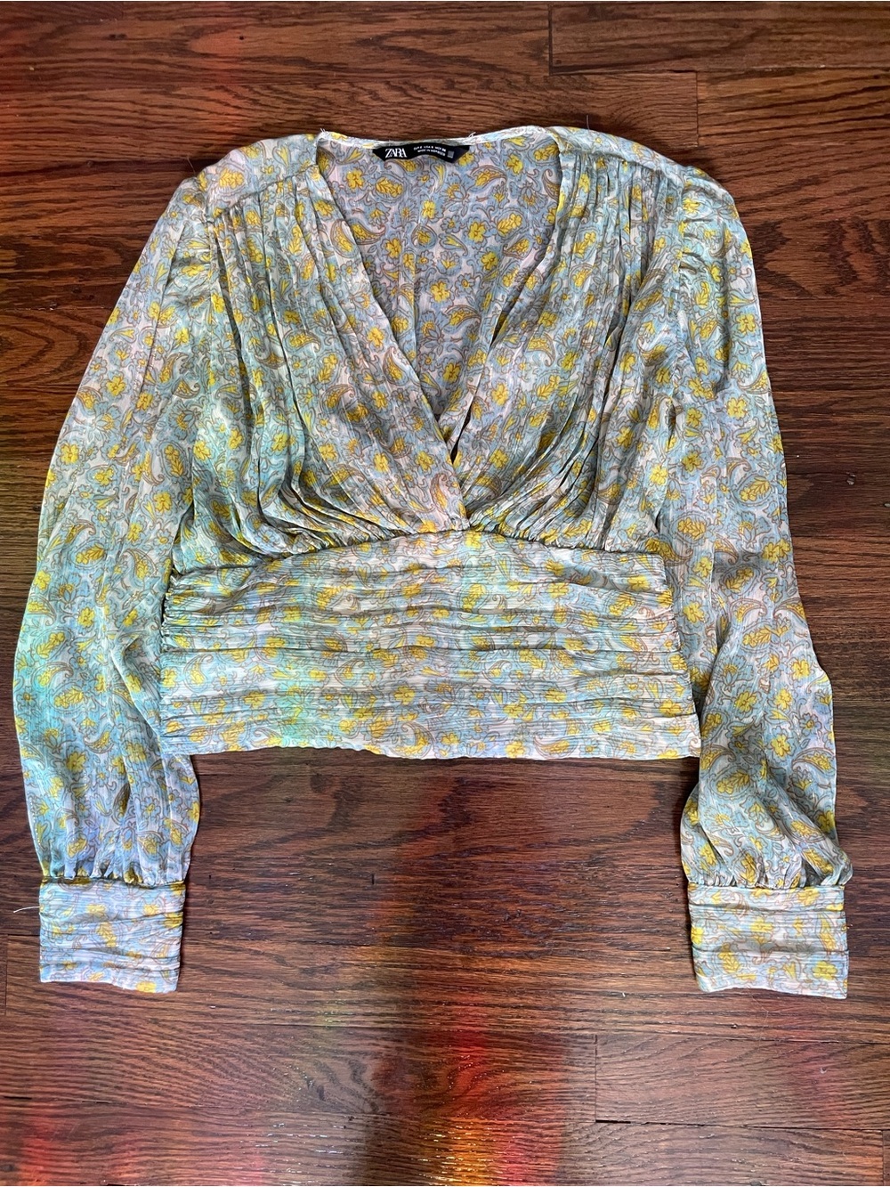Zara metallic thread printed paisley Blouse